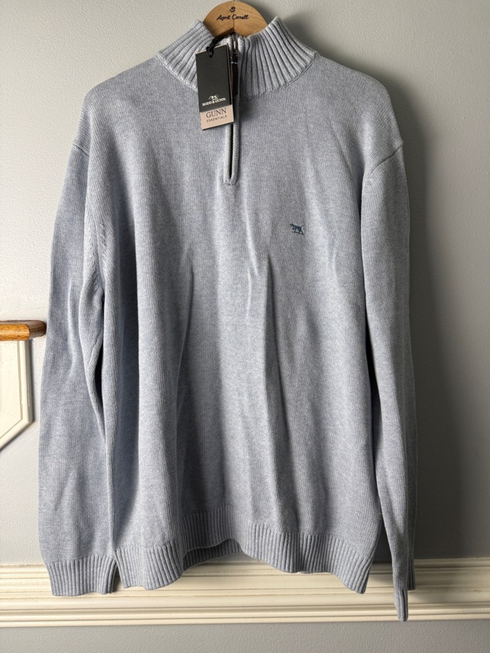 Rodd & Gunn Light Blue Half-Zip Mock Neck Sweater
